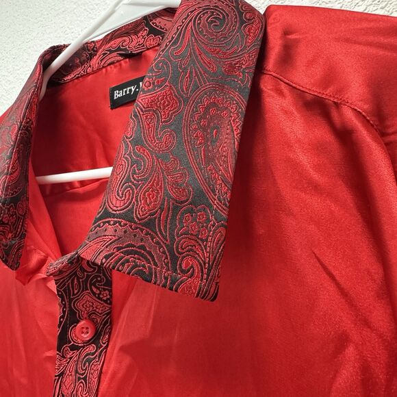 Barry Wang Red Paisley Long Sleeve Button Up Shirt Men's XLarge - Picture 6 of 9